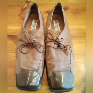 Fratelli Brown Leather and Fabric Oxfords